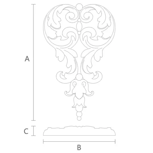N-372 Medium Neoclassical Scroll Wood Pendant Applique